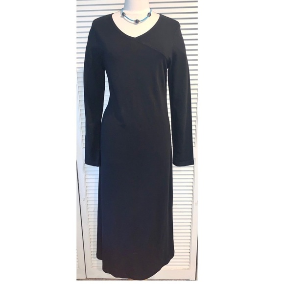 J.Jill Black long sleeve v neck Maxi Knit Dress Women’s Small - Picture 2 of 8